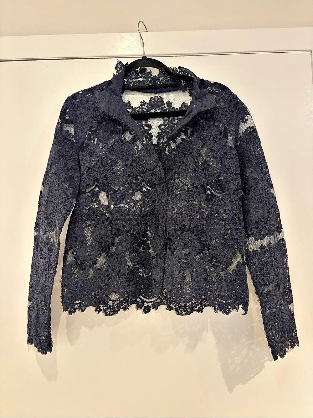 Babaton Black Lace Floral Blouse Like New